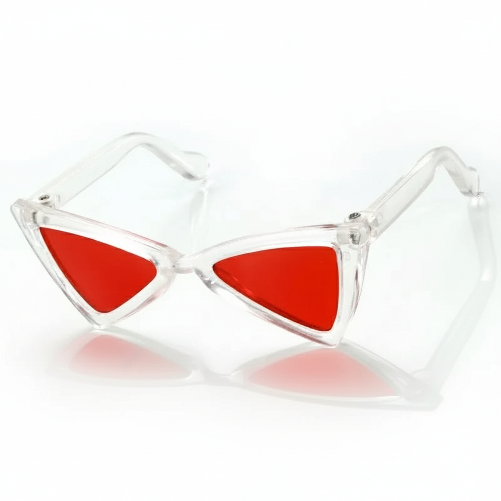 Lunettes triangulaires sur fond blanc avec ombre